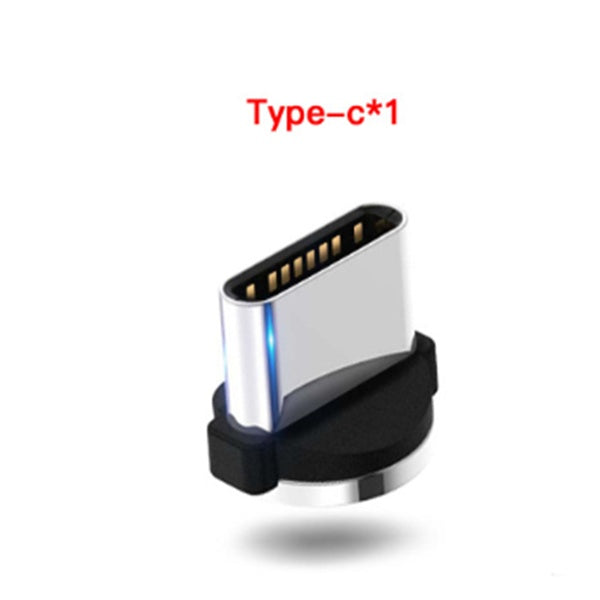 A close-up of the Gadgets Link Flowing Ligh Magnetic Streamer Data Line Cable, compatible with Apple, Android, and Type-C devices; features metallic and black accents, shown upright on a white background with Type-c*1 in red above.